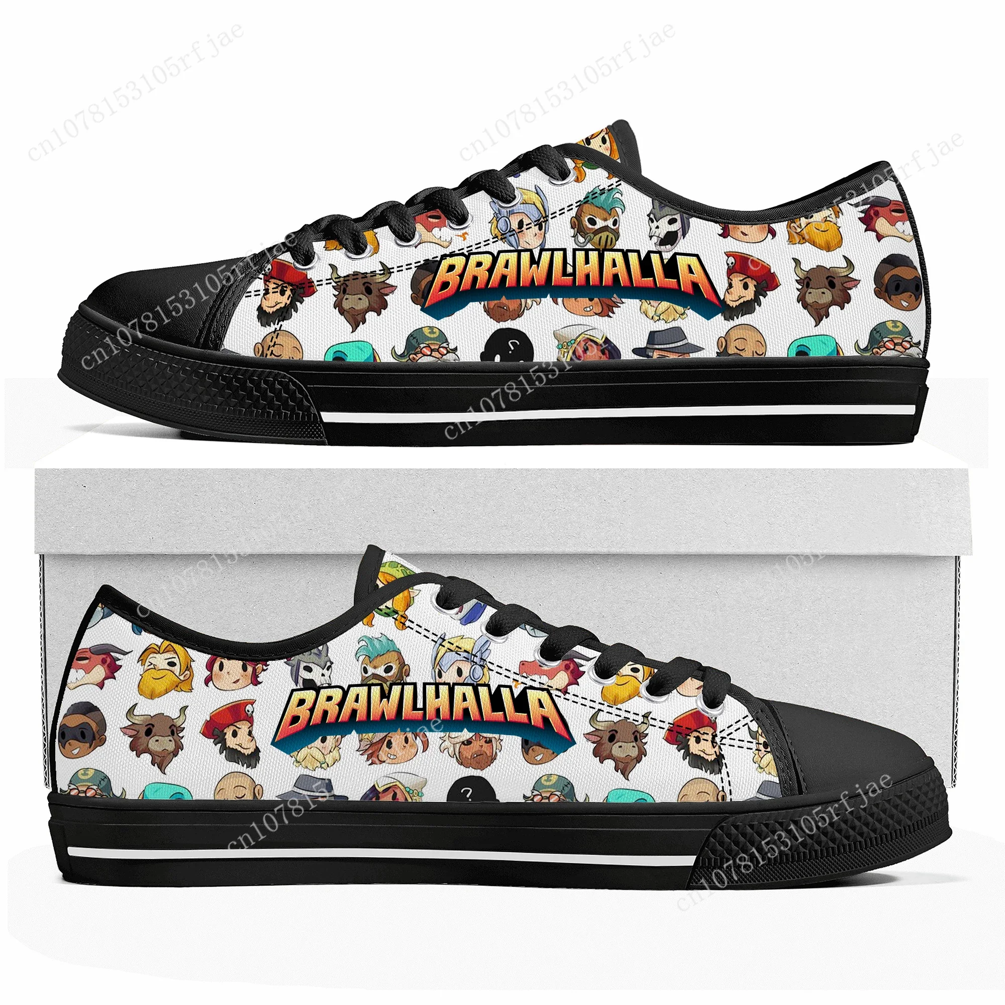 Brawlhalla-Tênis low top personalizado para homens e mulheres, jogo de desenhos animados, calçados casuais, tênis de lona feito sob medida, adolescente, alta qualidade