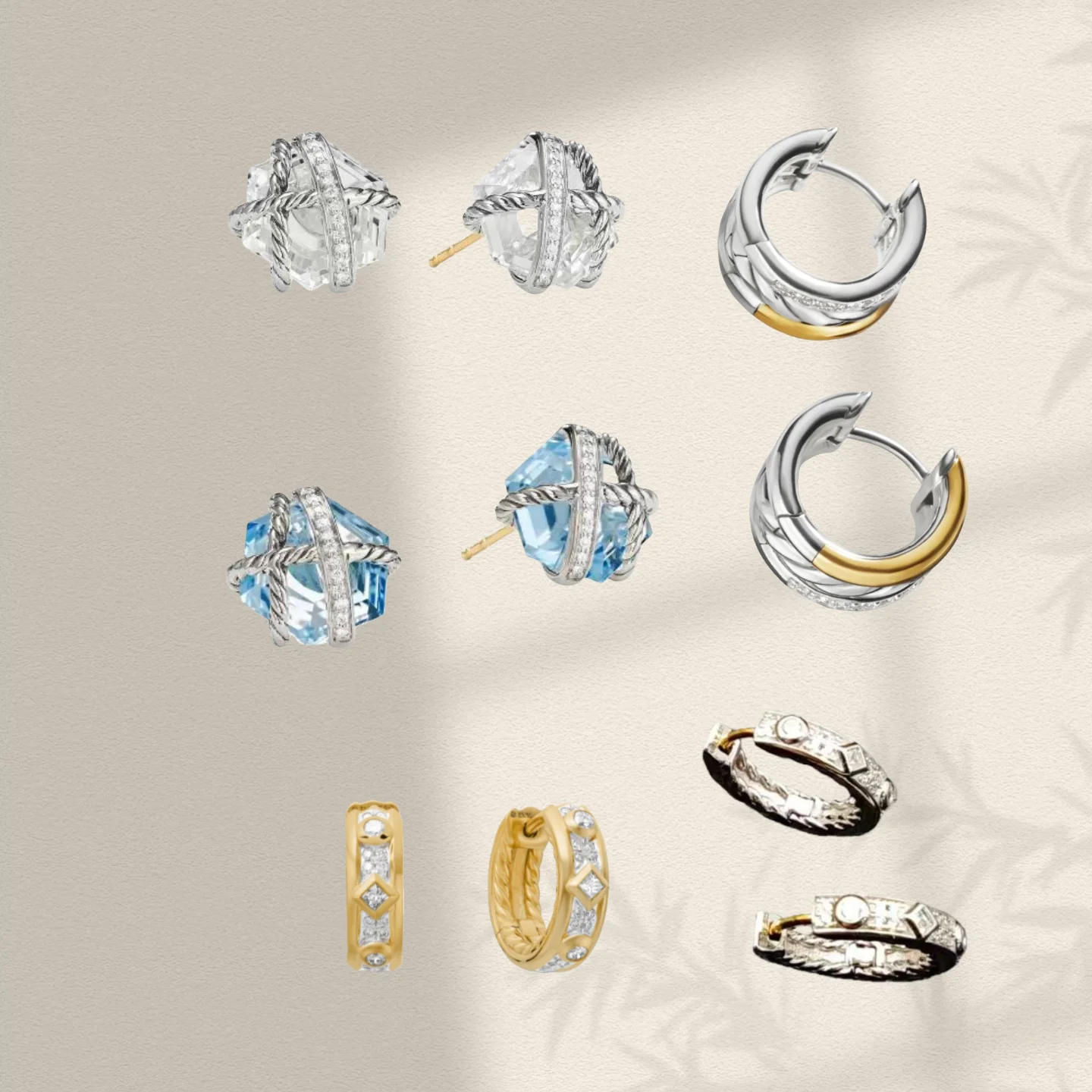 

YK 2025 new 12.3*4mm white diamond Renaissance cable earrings neutral fashion trend retro simple luxury jewelry