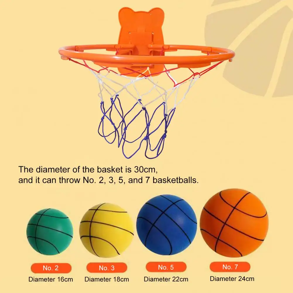 Indoor Mini Silent Basketball Hoop Plastic Basketball Home Sports Basketball Hoops Children Basketballs Dribbling Training Tool