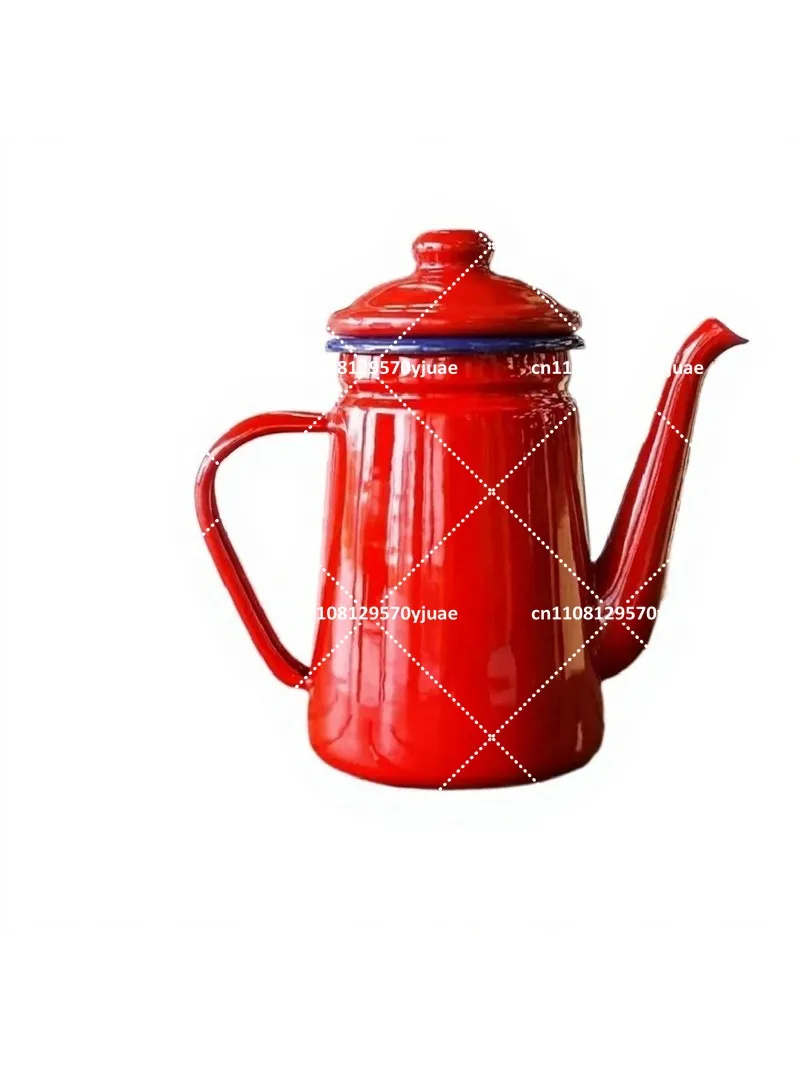 1.1L Enamel Coffee Pot, Handmade Tea Kettle for Induction Cooker & Gas Stove, Universal Coffee Carafe