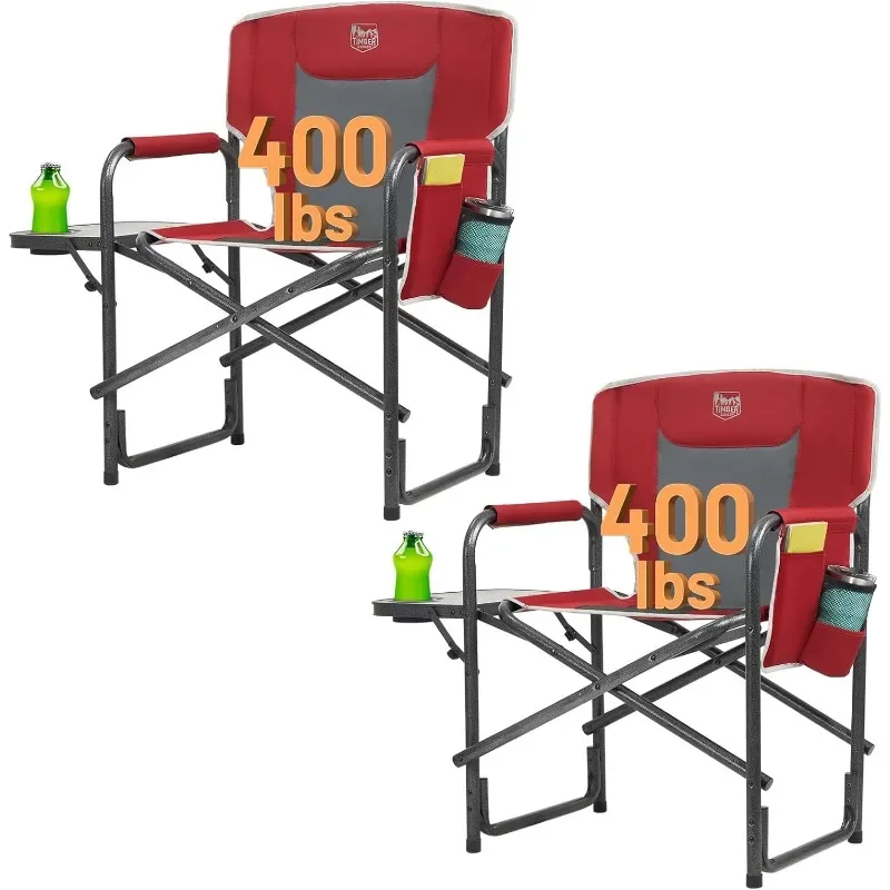 TIMBER RIDGE Lightweight Oversized Camping Chair, Portable Aluminum Directors Chair with Side Table Detachable Side Pocket