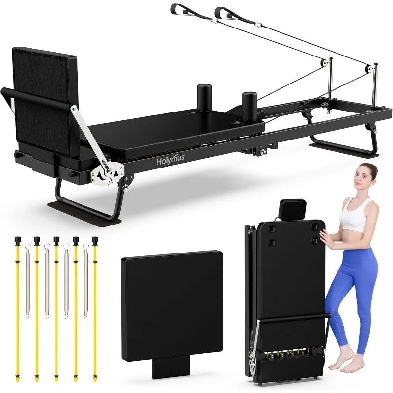 Máquina reformadora de pilates Pro de 90", duradera y silenciosa: hasta 500 libras, máquina y equipo de pilates plegables de primera calidad