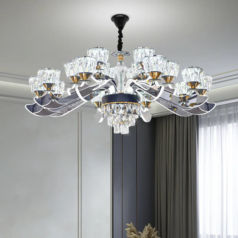 

Crystal chandelier living room lamp modern light luxury 2025 new atmospheric luminous lamp arm dining room study