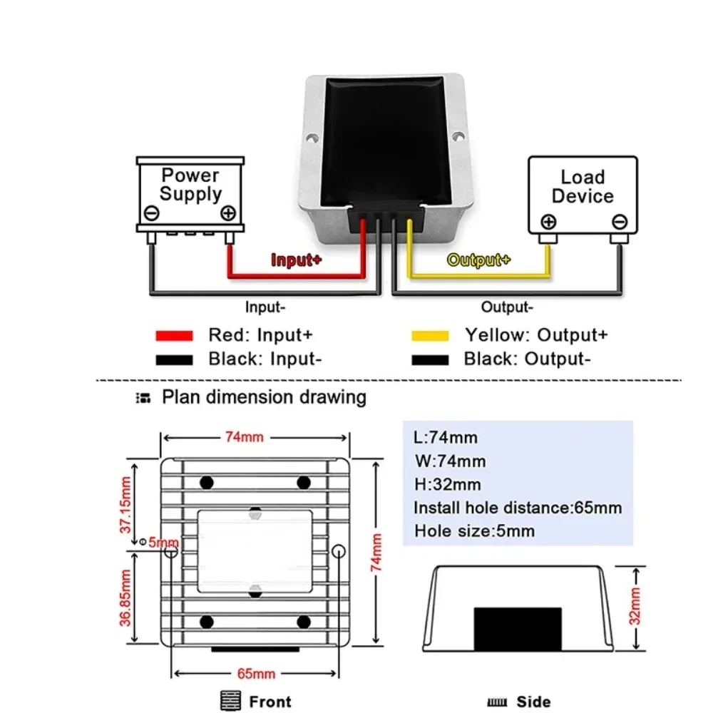 8-40V to 12V 6A Power Converter Regulator Boost Buck DC DC Voltage Stabilizer Transformer Step-up Down for Cars Solar