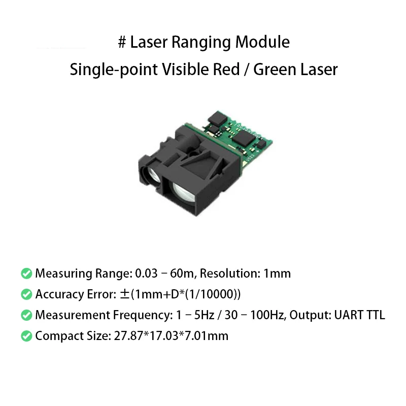 Phase 60m laser ranging sensor module, high-precision rangefinder radar for distance detection, compact size