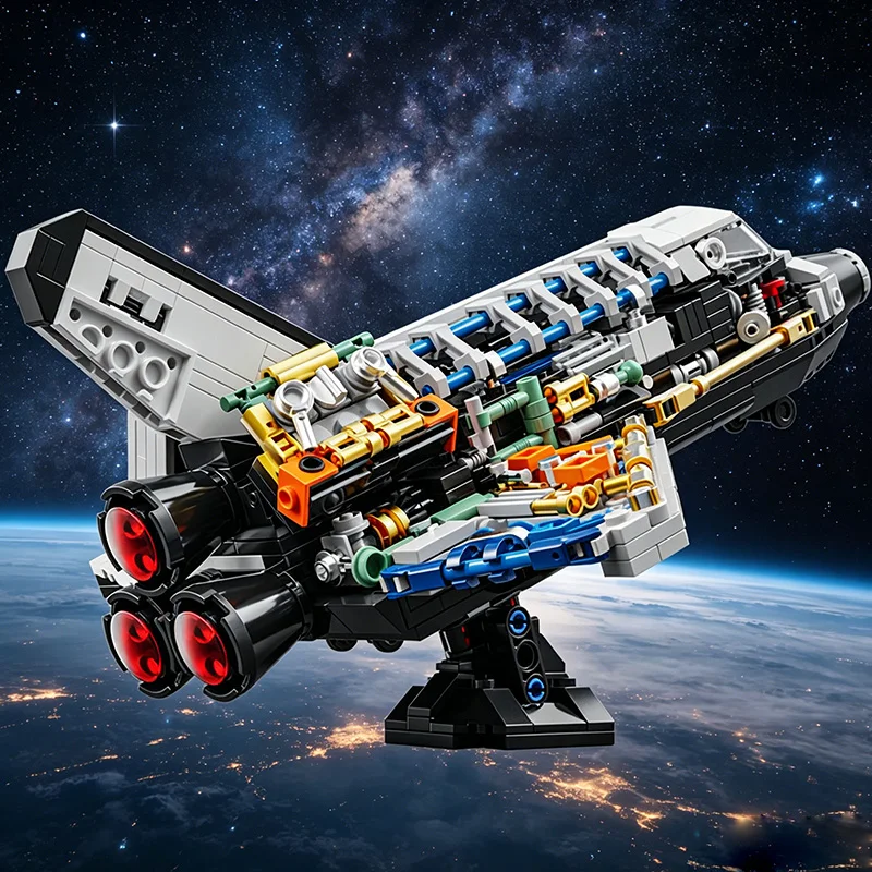 MOC Space Series Saturn V Space Rocket Plane Building Blocks DIY Creative Model Puzzle Toy Birthday Gift view 5