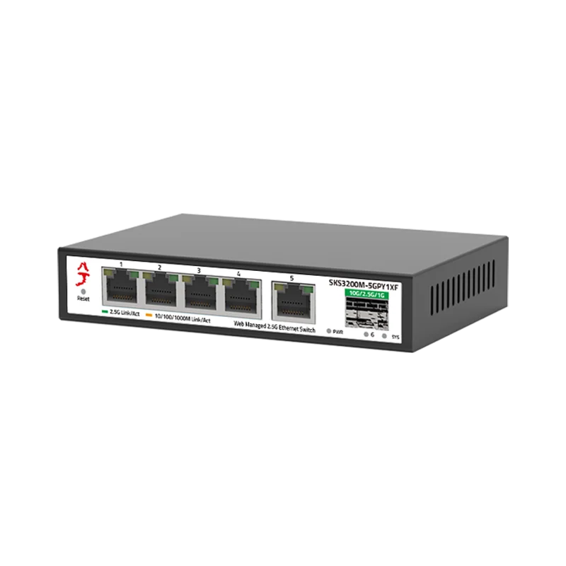 XikeStor 6-Port 2.5G Simple L2 Web Managed 5 Ports 2.5g RJ45 and 10gbe SFP+ Slots Network  Fanless Plug and Play