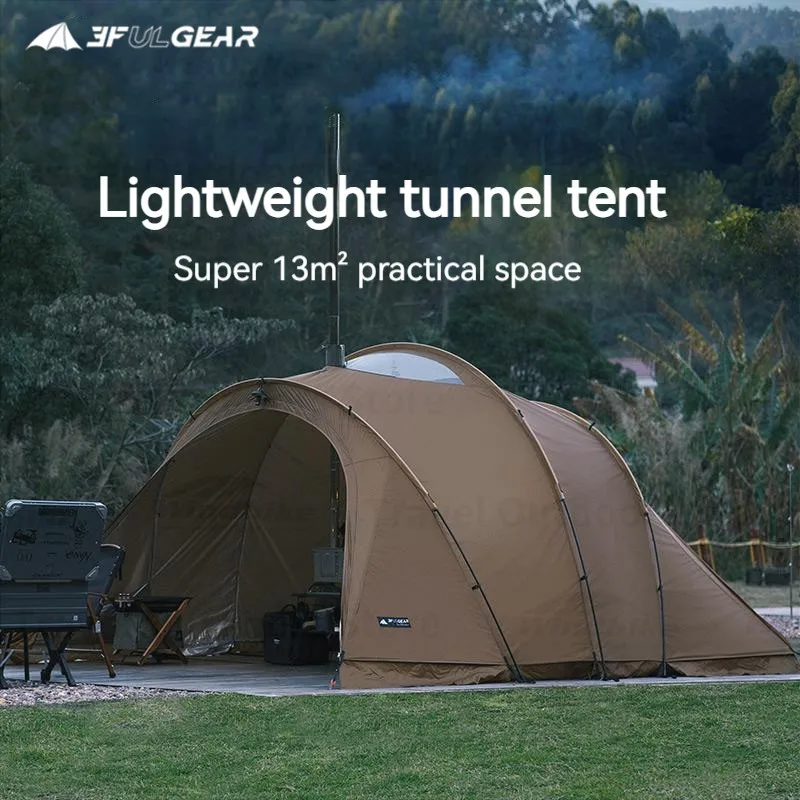 3F UL GEAR 13㎡ Conch Tunnel Tent 40D Nylon Waterproof Outdoor 3-4 Persons Family Garden Camping Tent Large Space 4 Seasons Tent