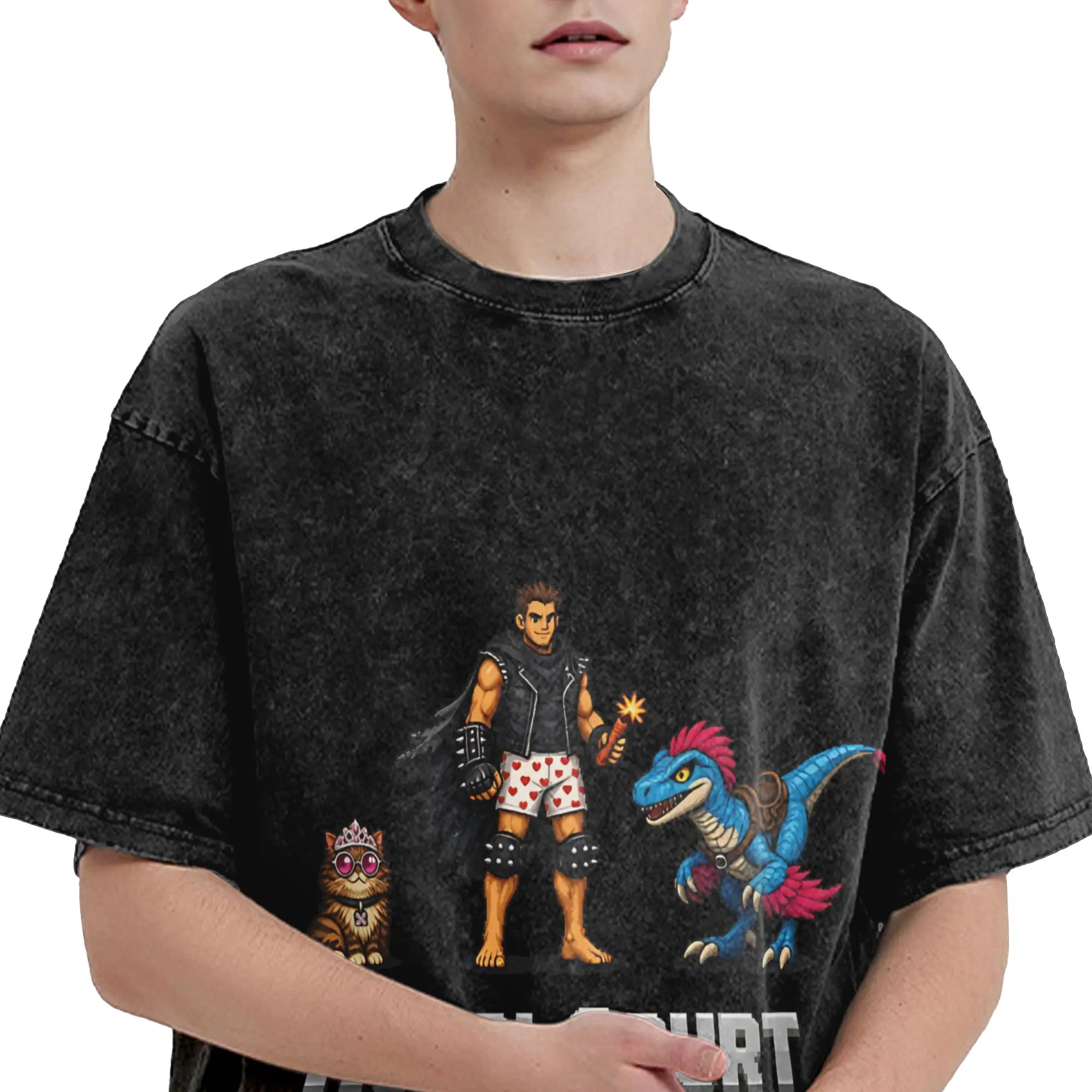 Harajuku Washed Shirts Carl And The Princess Donut and Mongo Dungeon Crawler Carl  Outfit Fashion T-Shirts Oversize Streetwear