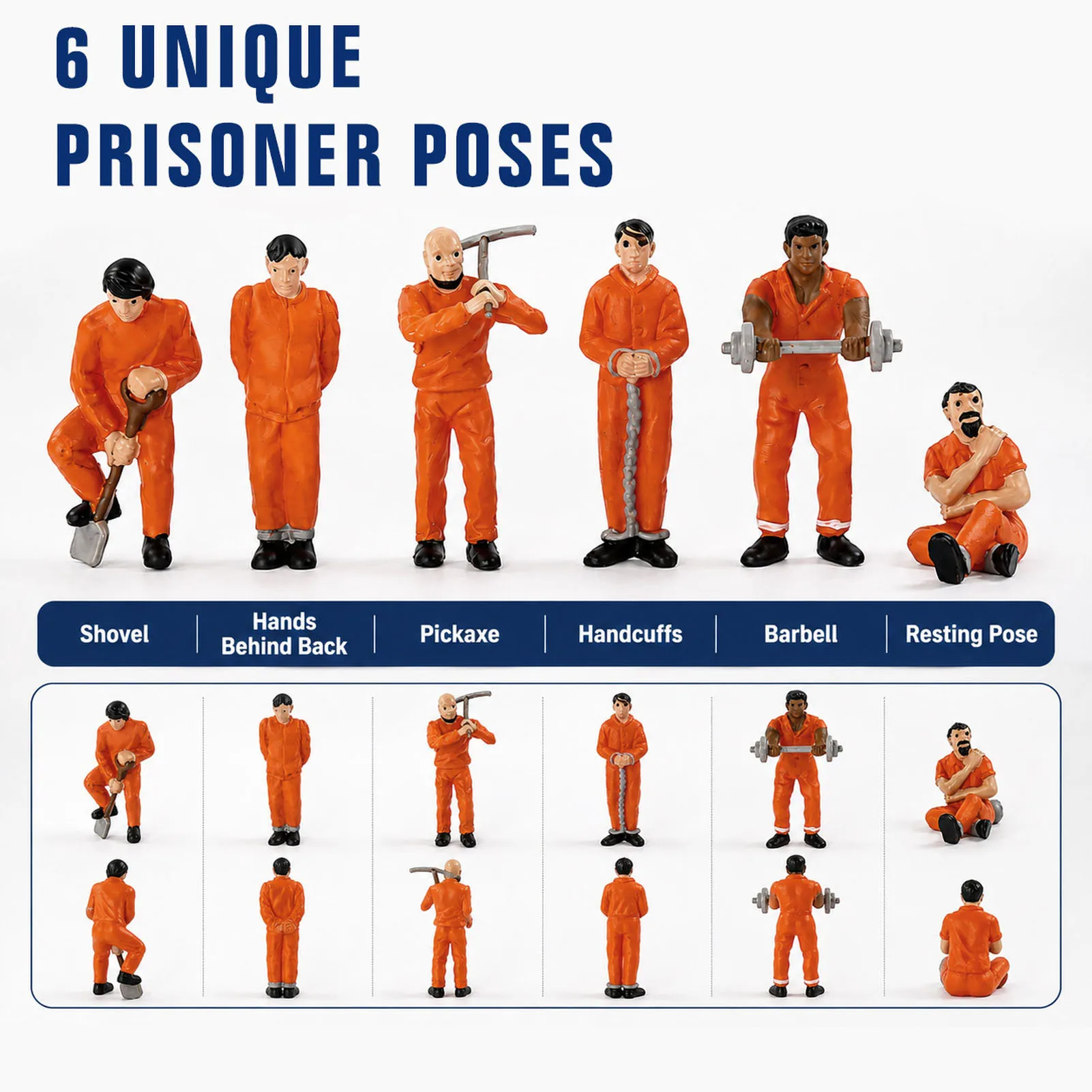 Model Railway O Scale Prisoners in Orange Figure Set for Model Church Pack of 6 HFPO7194