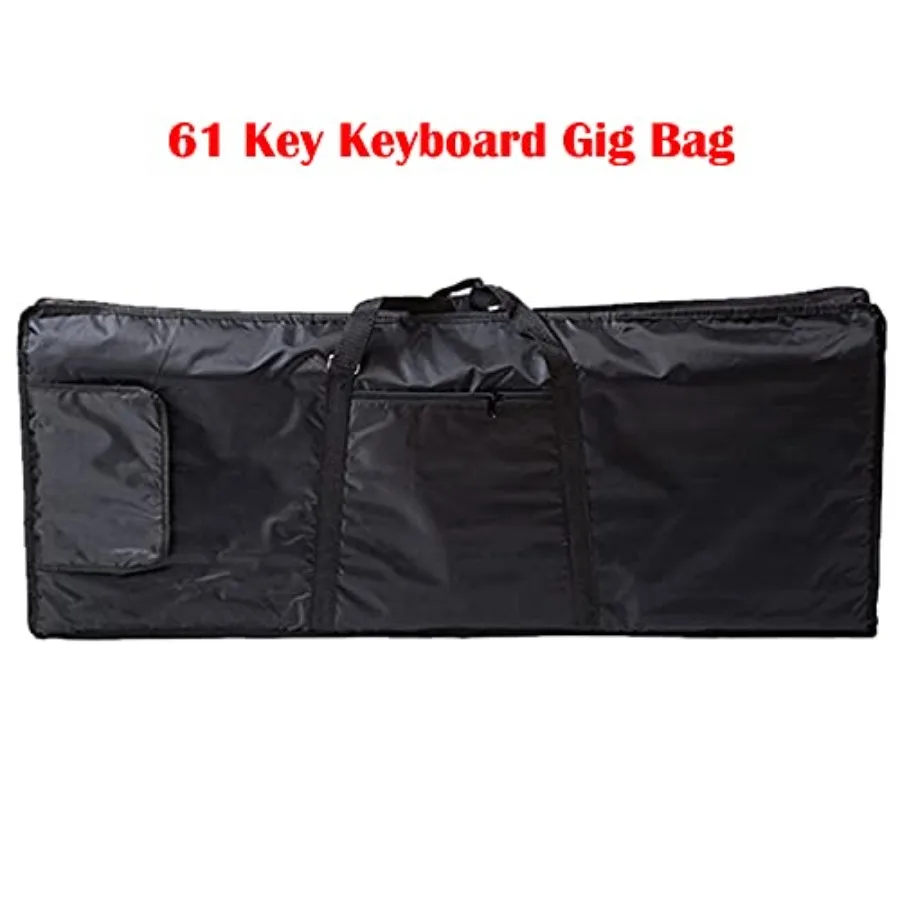 39 61鍵盤キーボードギグバッグ、電子ピアノケース、6mm厚パッド入り、調節可能なショルダートラベルストラップと収納ポケット付き、ブラック