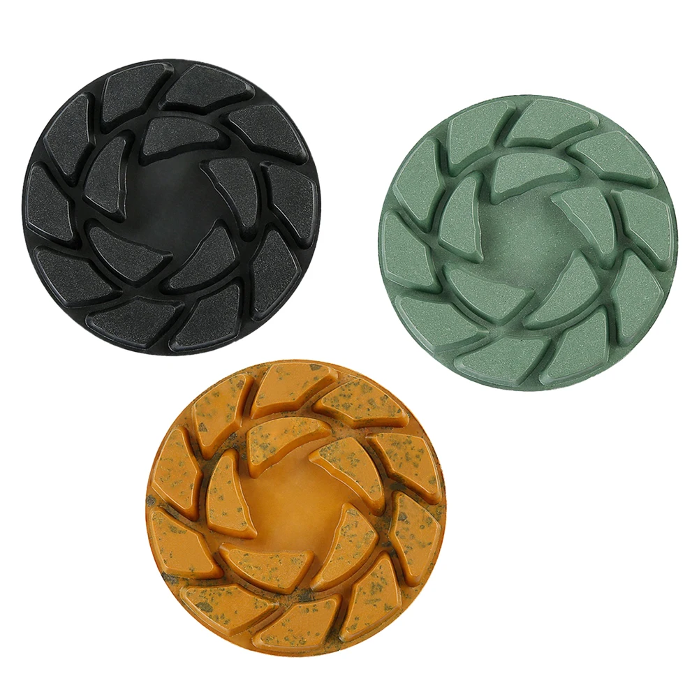 4 Inch 100mm Dry/Wet Diamond 3 Step Polishing Pads Wet Buff Disc Abrasive For Sanding Marble Granite Concrete Grinding