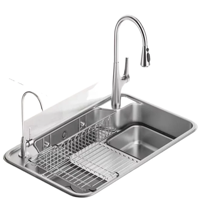 

Kitchen Sink 304 Stainless Steel Vegetable Basin Large Diameter Launch Deepening Dishsink Single Sink
