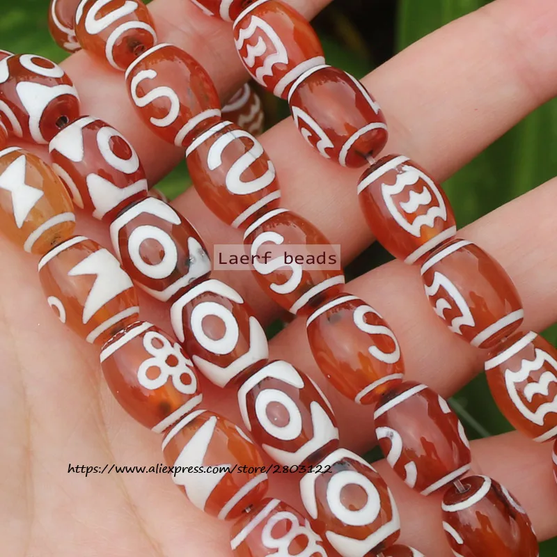 8pcs ,10x14mm Good Quality Natural Red Agate Ancient Tibet Dzi beads,Lucky Symbol,Powerful Amulet,For DIY Jewelry Making !