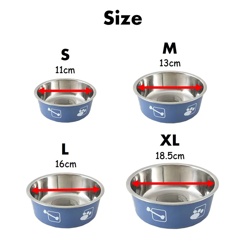 Non-slip Dog Bowls for Small Medium Large Dog Feeder Bowls and Drinkers Stainless Steel Food Water Pet Dog Cat Puppy Accessories