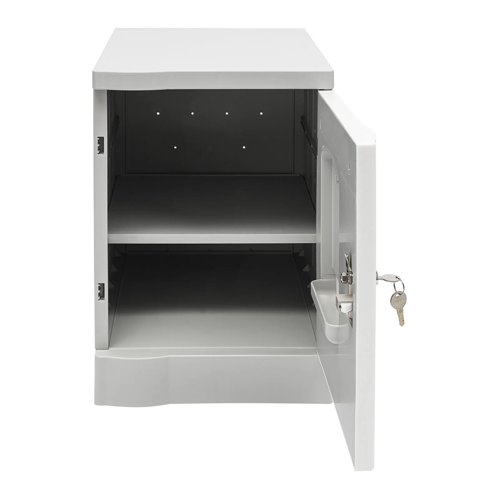 19" Lockable Storage Cabinet with Keys Locker Single Door Organizer Box Recessed Handle Large Storage Capacity for Toys Home