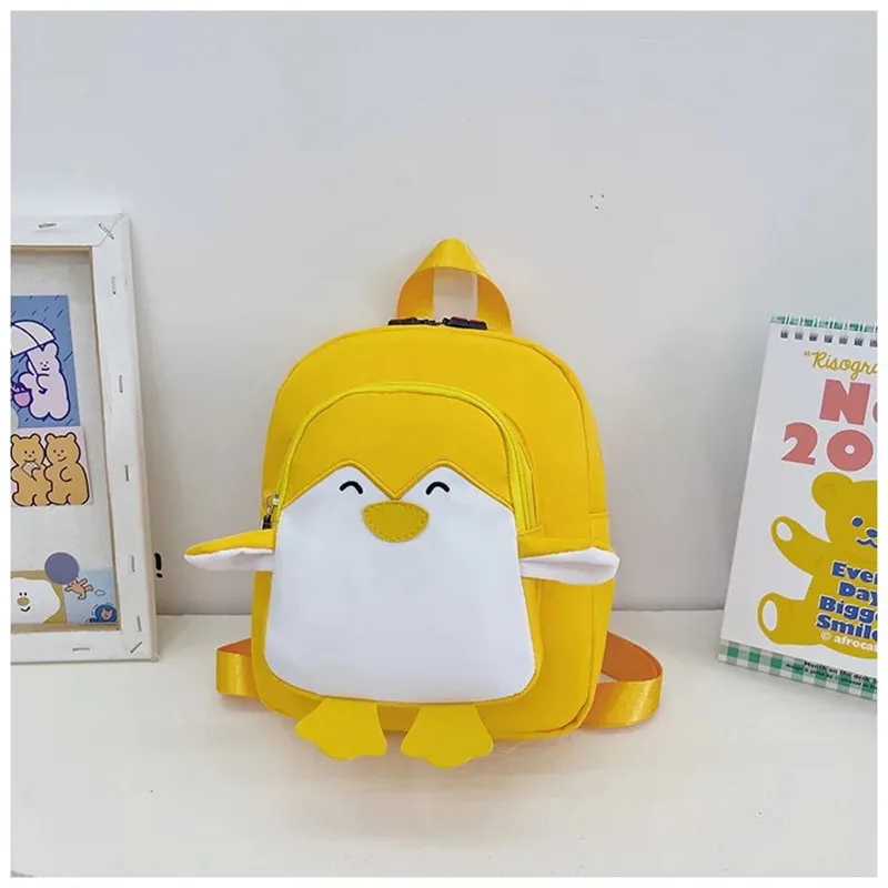 Cute Cartoon Penguin School Bag para crianças, Kindergarten Student Shoulder Bag, Canvas School Bags for Kids