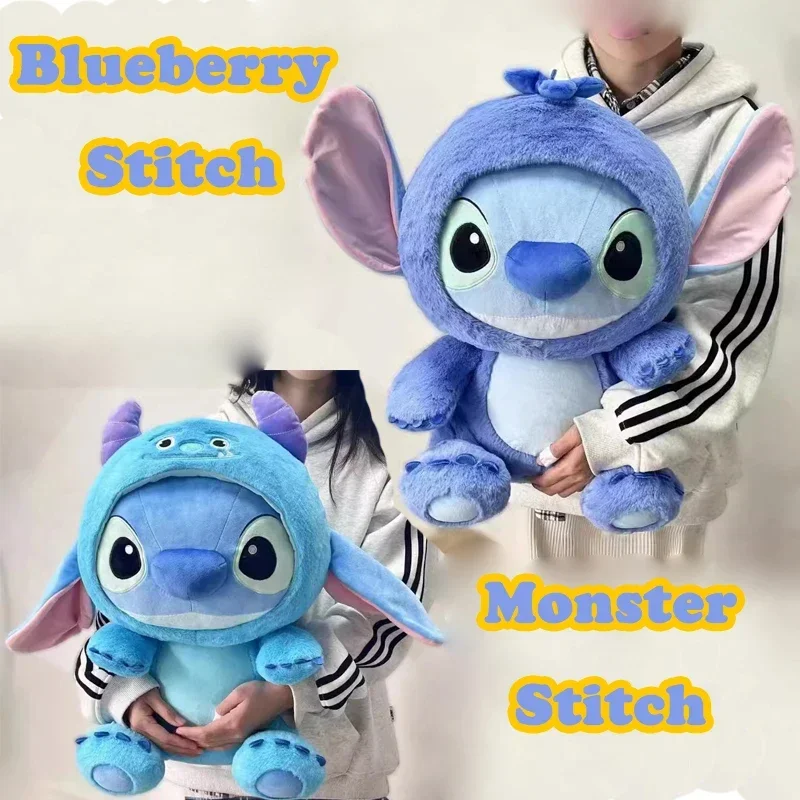 35/50/60cm Disney Plush Toys Stitch Kawaii Anime Blue Lilo & Stich Blueberries Plushie Stuffed Dolls Pillow Gifts for Childrens