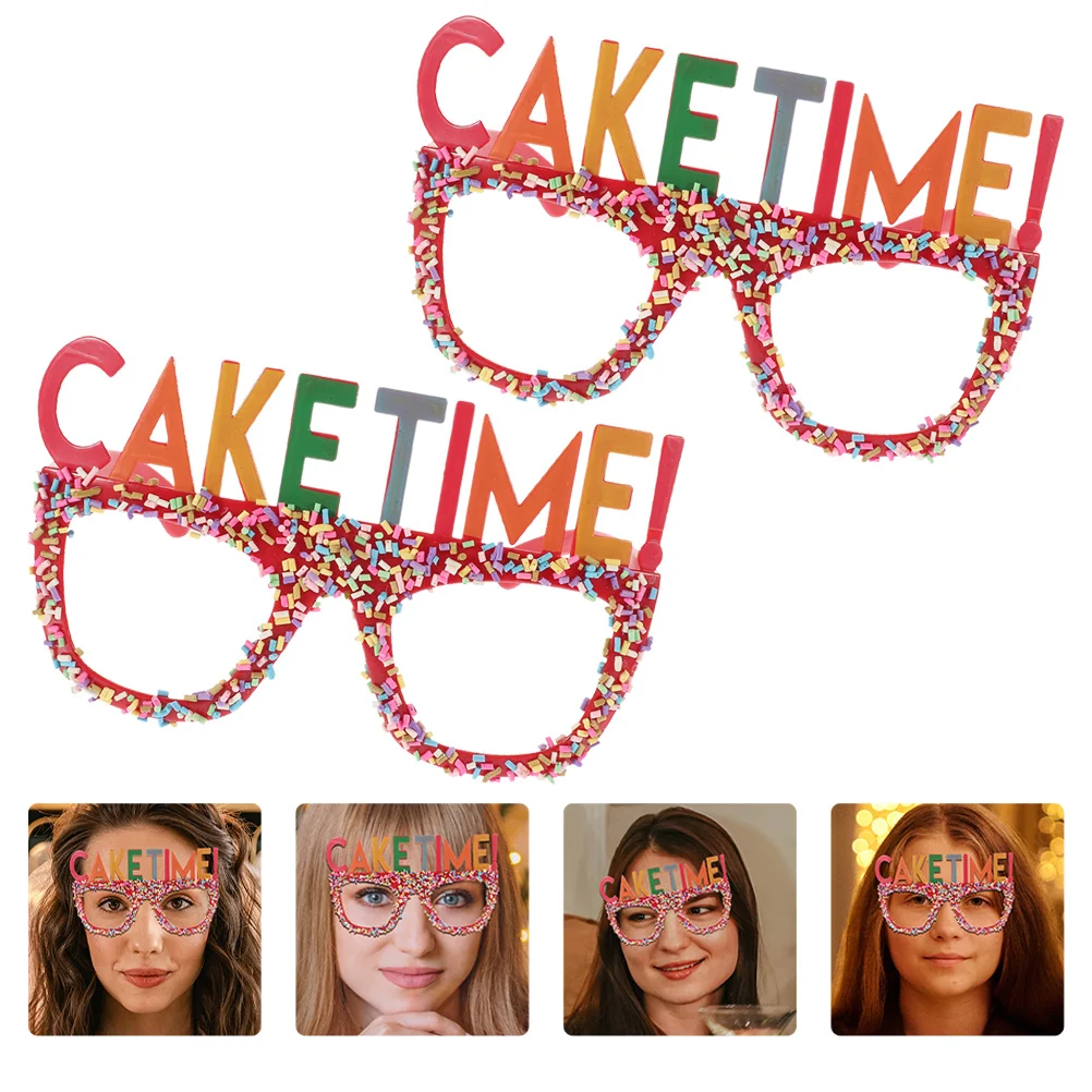 

2pcs Funny Glasses Birthday Sunglasses Eyewear Festival Photo Props Decorative Eyeglasses Reusable Unique Design Great Gift