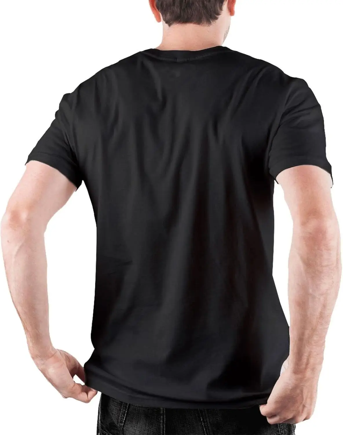 Men T Shirt Cotton Sleeve Crewneck T-Shirt Classic Graphic Tees Clothes Top Black