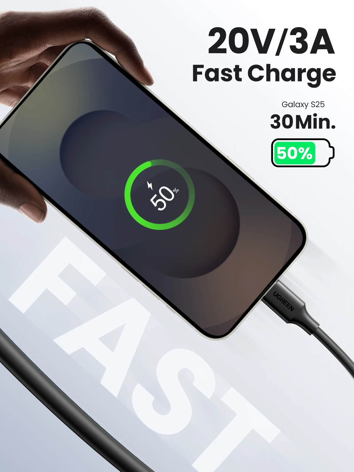 UGREEN USB C إلى USB C كابل PD60W آيفون 17 16 15 ماك بوك باد كابل شحن سريع 20 فولت 3A نوع C شاحن سريع PD كابل USB C #4