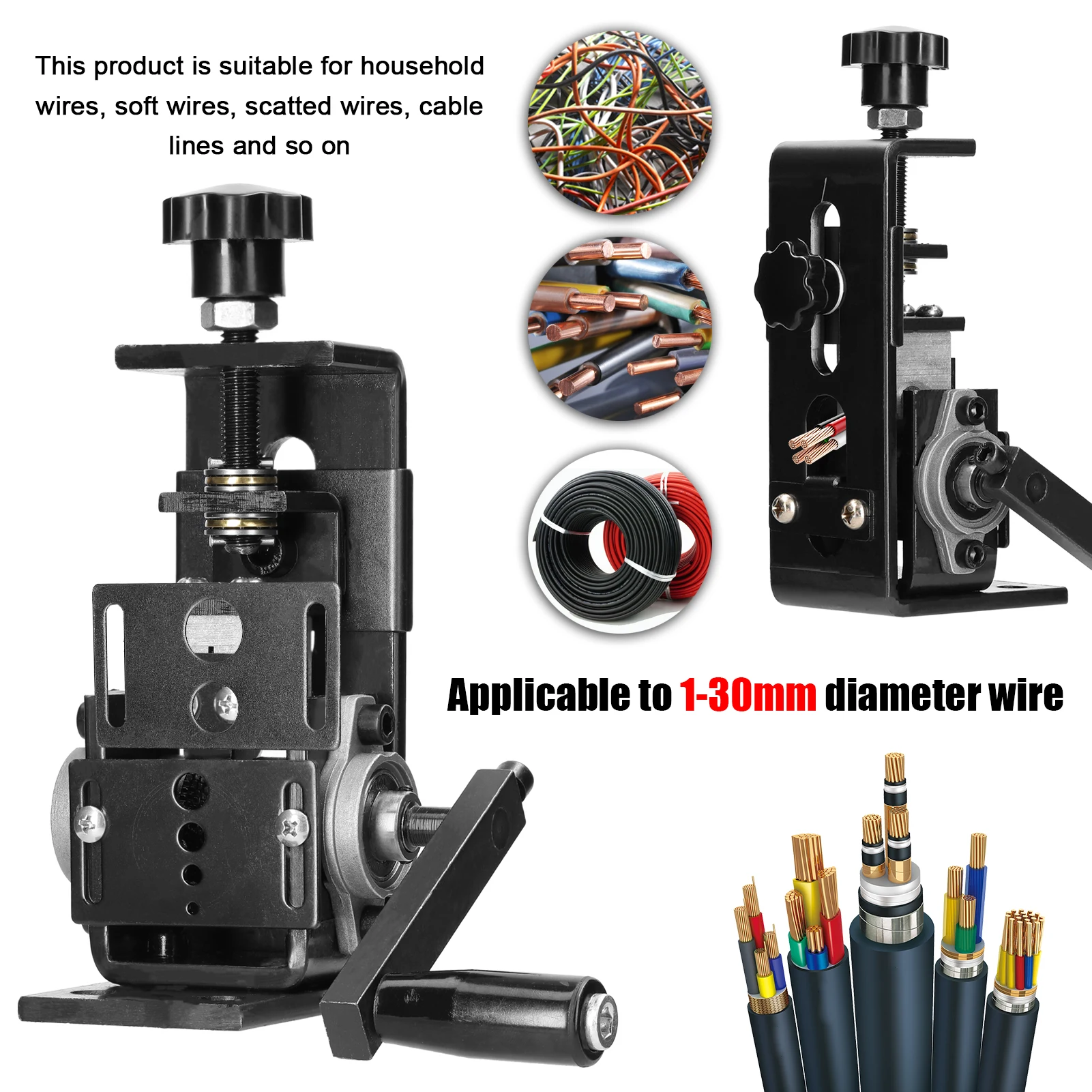 Imagem -02 - Stripper de Fio Doméstico Portátil Ferramenta de Decapagem Manual Máquina de Descascar Cabo de Sucata Manivela para Fio 130 mm