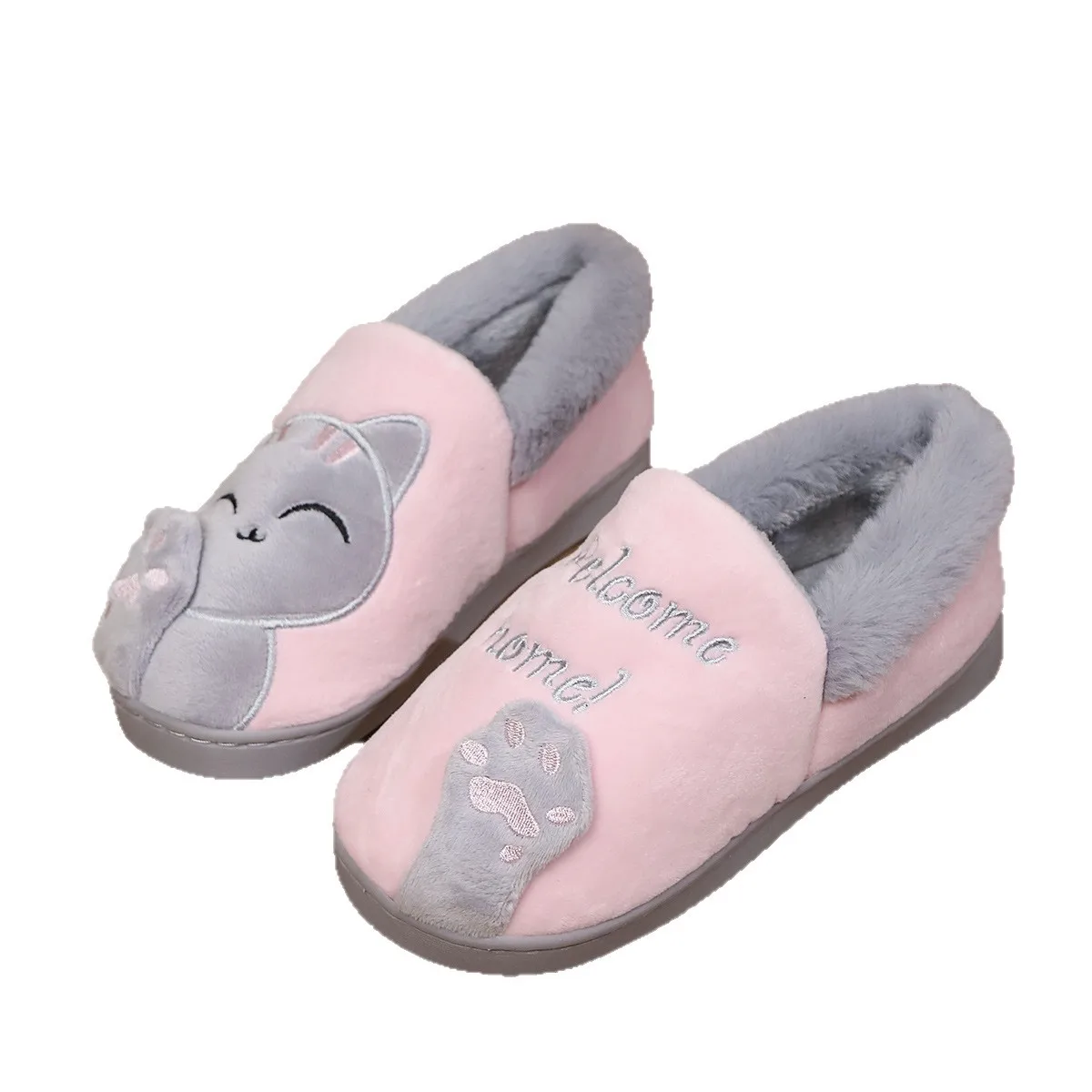 

Осенне-зимние модные женские и мужские парные короткие плюшевые теплые удобные домашние тапочки без шнуровки на платформе, хлопковые тапочки с круглым носком