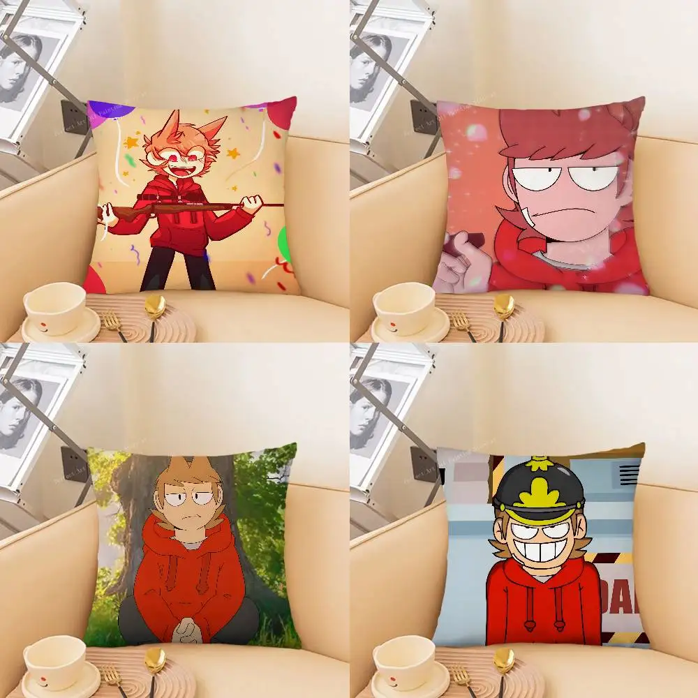1 Stück Anime Eddsworld Tord Kissenbezug, modischer quadratischer Kissenbezug für Schlafzimmer, Sofa, Zimmer, Ins-Dekoration, Freizeit