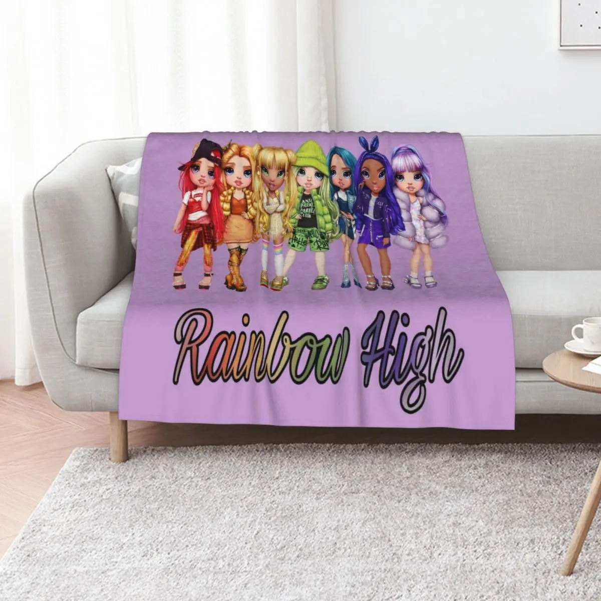 

Rainbow high main characters and logo Throw Blanket Thermals For Travel Luxury Thicken warm for winter Flannel Fabric Blankets