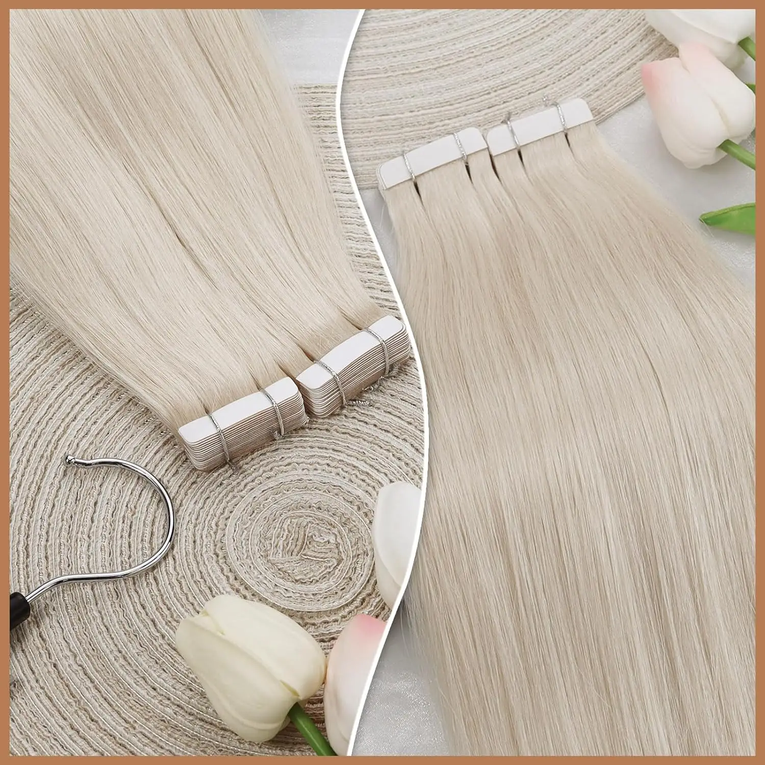 Vesunny Tape in Hair Extensions Human Hair Brazilian Hair 100% Human Hair Extensions 10/20 Pcs for Women