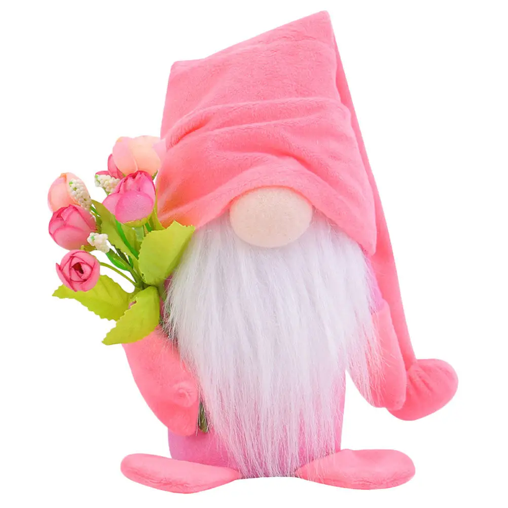 Tulip Gnome Home Decor Set Soft Nonwoven Gnomes with Braids for Mothers Day Valentine Day Tabletop Display Festive