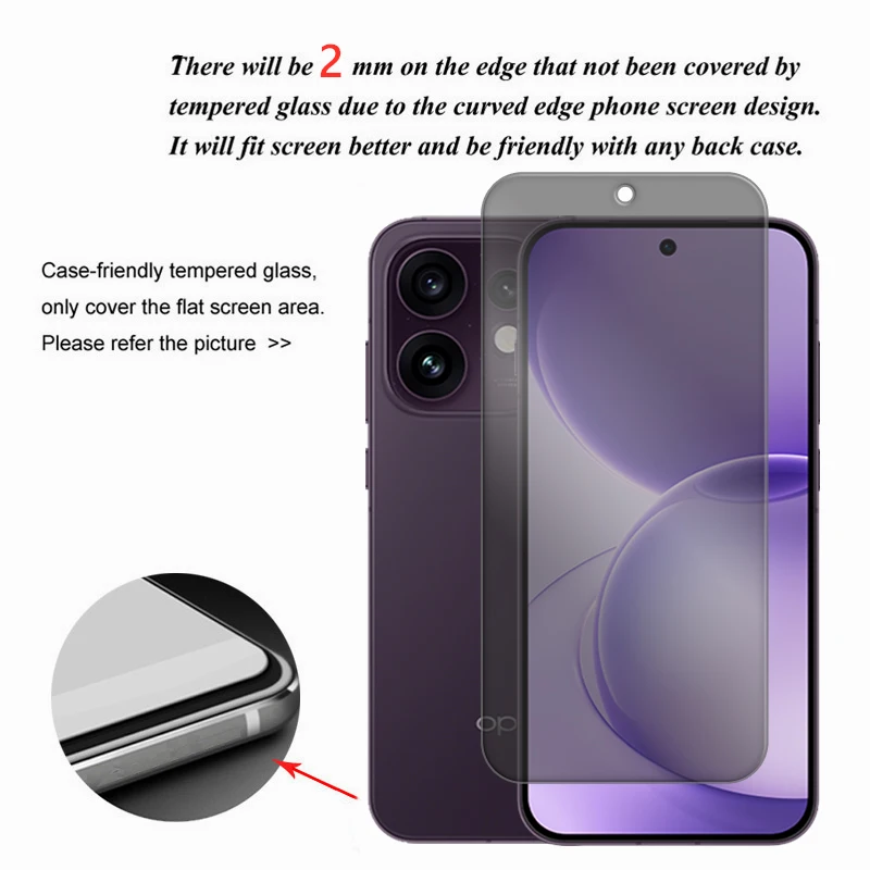 For OPPO Reno16 Glass For Reno16 F FS Reno 16 Pro 5G Tempered Glass Anti-spy Privacy 9H Full Glue Screen Protector For Reno16