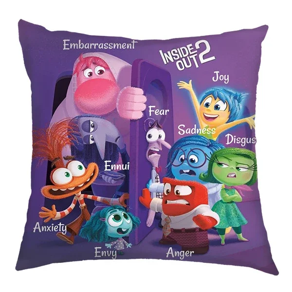 Poszewka na poduszkę Inside Out 2 Cute Cartoon Disney Movie Emotions 45x45cm Poszewka na poduszkę z nadrukiem Lniana poszewka na poduszkę do salonu