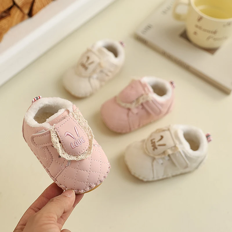 

Cute Baby Casual Shoes Suede Warm Soft Sole Kids Flat Shoes Hook&loop 2025 Winter New Toddler Princess Shoes Round Toes Sweet