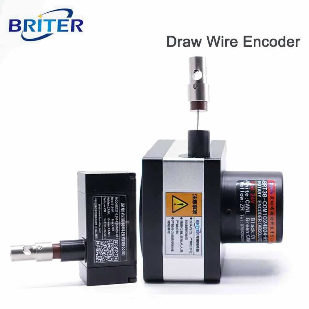 wire displacement sensor draw encoder with SSI Analog Interface linear pull cable rope contact Range up to 7m transducers