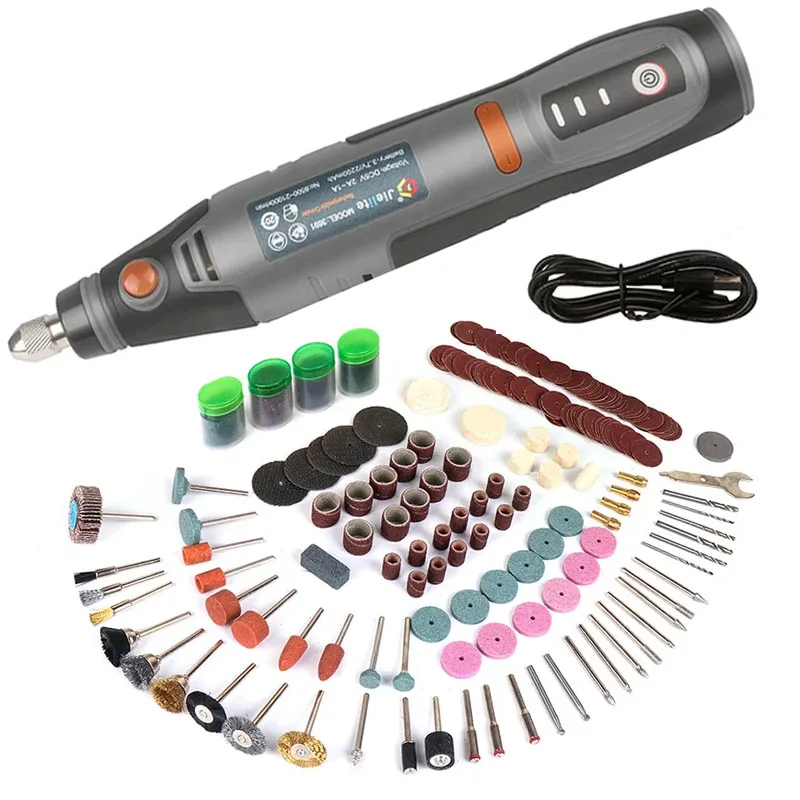 USB Cordless Rotary Tool Dremel DIY Mini Drill Engraving Pen Electric 3 Speed Mini Wireless Drill Set 8500r-21000r/min