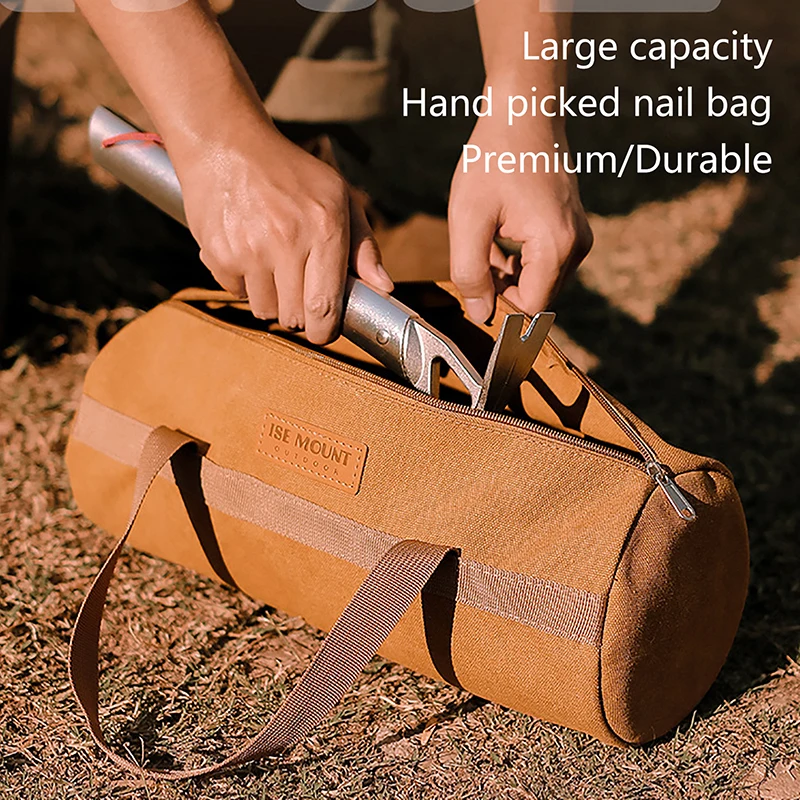 Big Capacity Camping Tools Storage Outdoor Cylinder ToolKit Bag Canvas Electrician Travel Bags Rope Beg