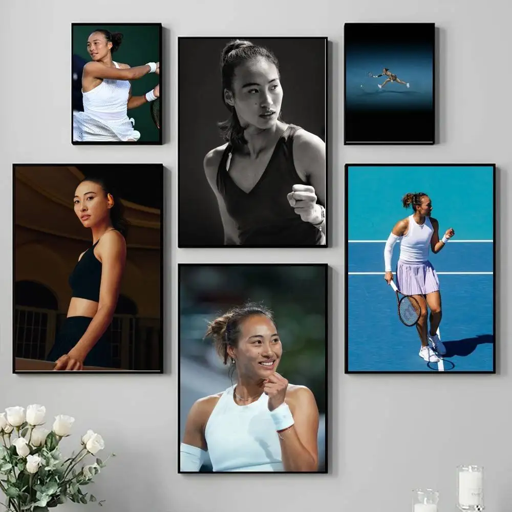 Athlete Z-Zheng Qinwen  Poster Self-adhesive Art Waterproof Paper Sticker Coffee House Bar Room Wall Decor