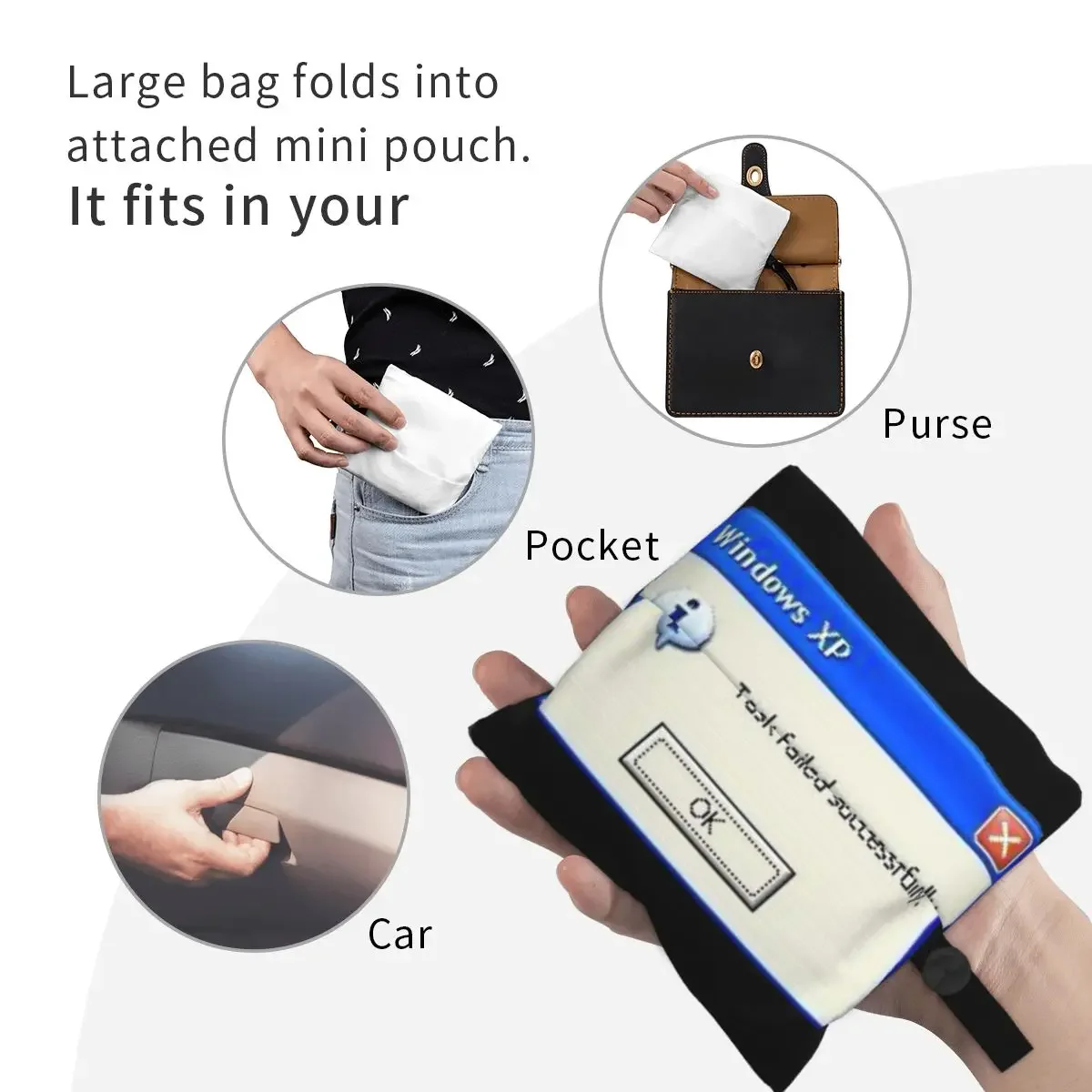 Windows Xp Fail Portable Tote Shopping Bags Reusable Shopper Bag Grocery Handbag Shoulder Bag