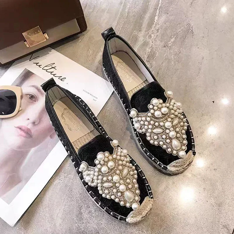 Beaded Flats Women Mules Shoes Summer Luxury Slippers 2024 Designer Mesh Dress Slingback Sandals Walking Flip Flops Mujer Slides