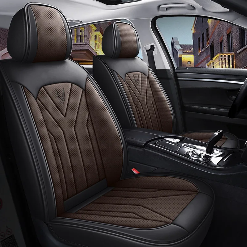 

New All Season Car Seat Covers Full Set Nappa Leather Universal Fit Summer Cooling Luxury Cushion for Sedan SUV Truck