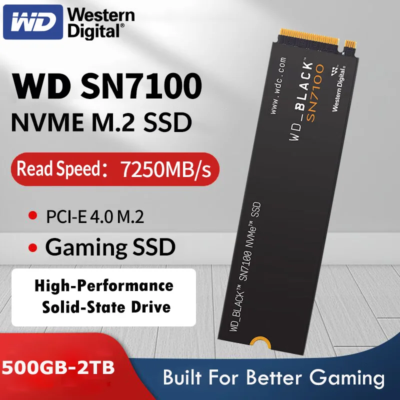 WD SN7100 NVMe SSD M.2 PCIe 4.0 Speed 7250MBs SSD 500GB 1TB 2TB NVMe M.2 Hard DiskDiy Gaming computer For PS5 laptop