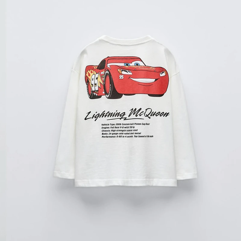 ربيع الخريف الاطفال ملابس طويلة الأكمام تيز القمم المطبوعة الكرتون سيارة طفل الفتيان Crewneck البلوز قاعدة قميص ملابس الأطفال