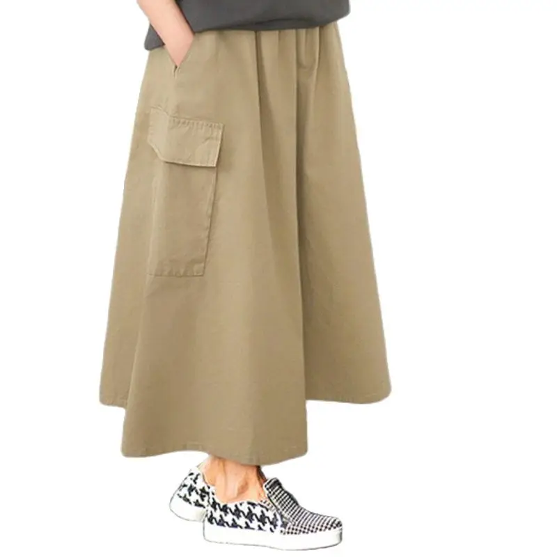 

England Style Casual Female Clothes Drawstring Waist Vintage Skirts for Women Solid Color Empire Skirts Long Skirts for Women