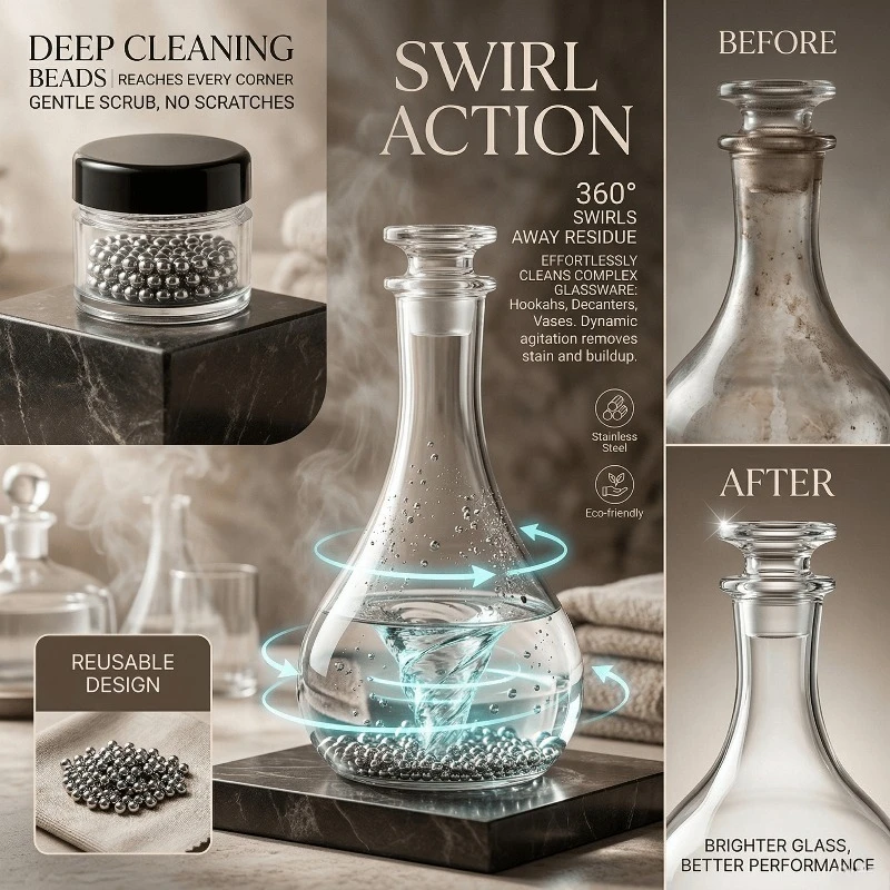 

Stainless Steel 1Pc Cleaning Ball Powerful Decontamination Hookah Wine Bottle Household Durable