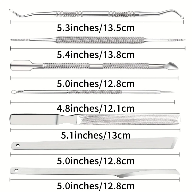 Conjunto de ferramentas de pedicure de aço inoxidável, 7-2 peças, portátil, ferramentas de cuidados com cutícula do pé, faca de manicure de precisão para remover calos de pele morta