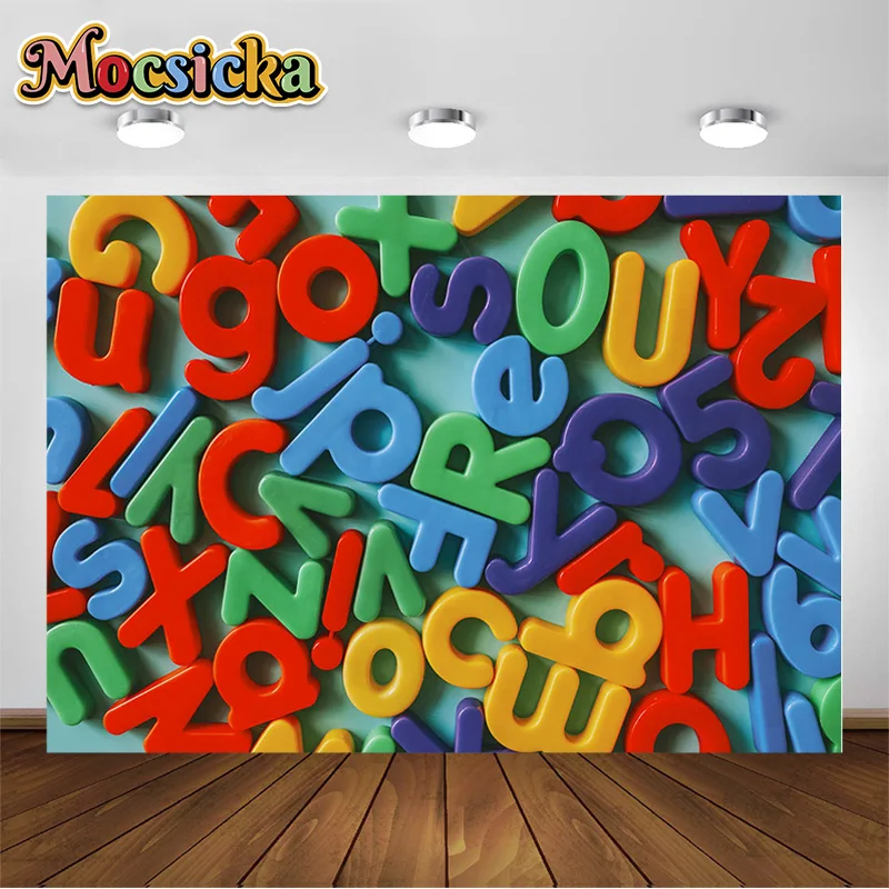 Mociscka ABC Alphabet Backgrounds For Photography Boys Girls Kid Birthday Decoration Backdrop for Scholars Newborn  Photo Booth