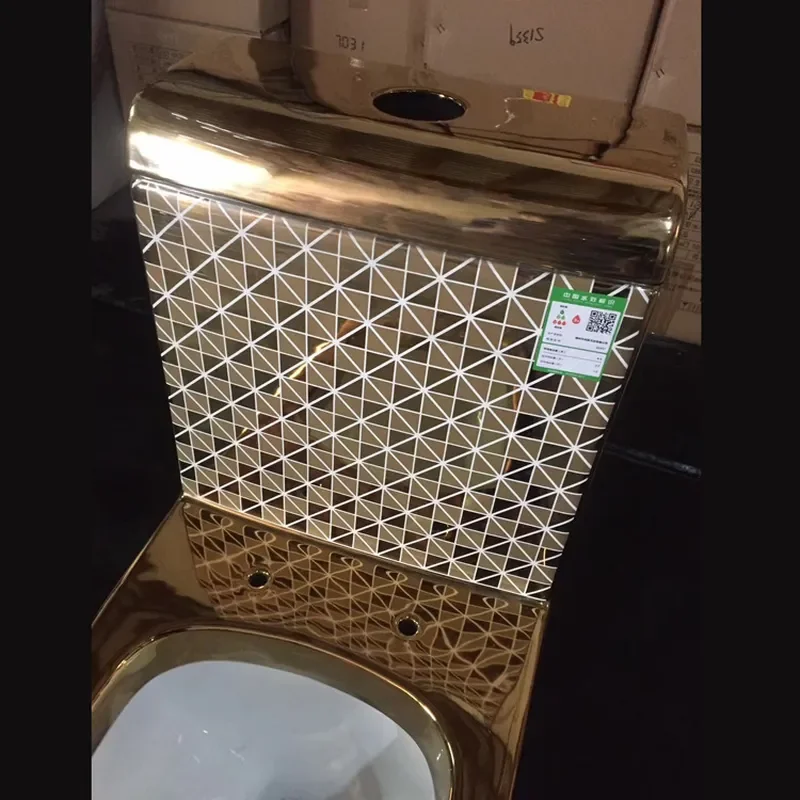 for Electroplated Gold Toilet Hotel KTV Personalized Yellow Gold Flushing Water Saving Type