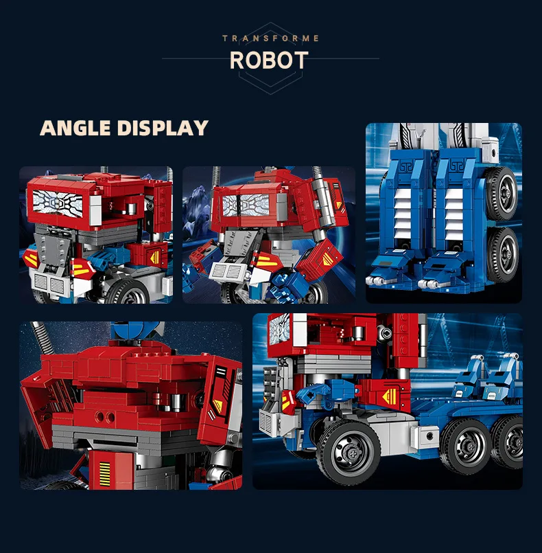 2-in-1 변신 로봇 자동차 블록 키트, 928PCS 레드 블루 메카 트럭 모델 브릭 MOC 조립 DIY 장난감 어린이 선물