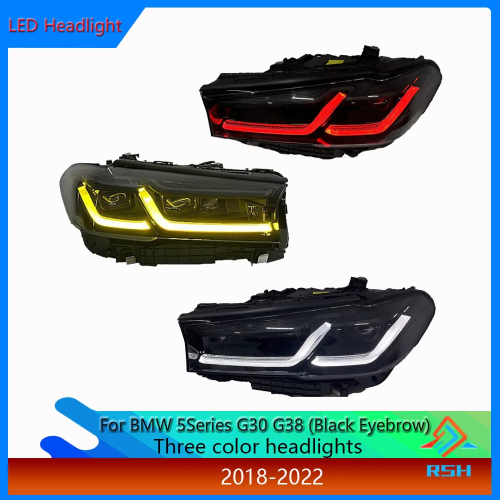 

Черные фары-«реснички» для BMW 5 серии G30 G38 M5 2018-2022 с высококачественной лазерной трехцветной оптикой